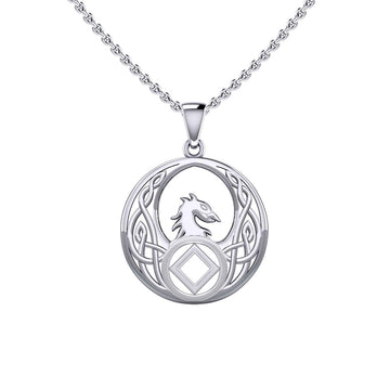 Celtic Phoenix with NA Recovery Symbol Sterling Silver Pendant TPD6432